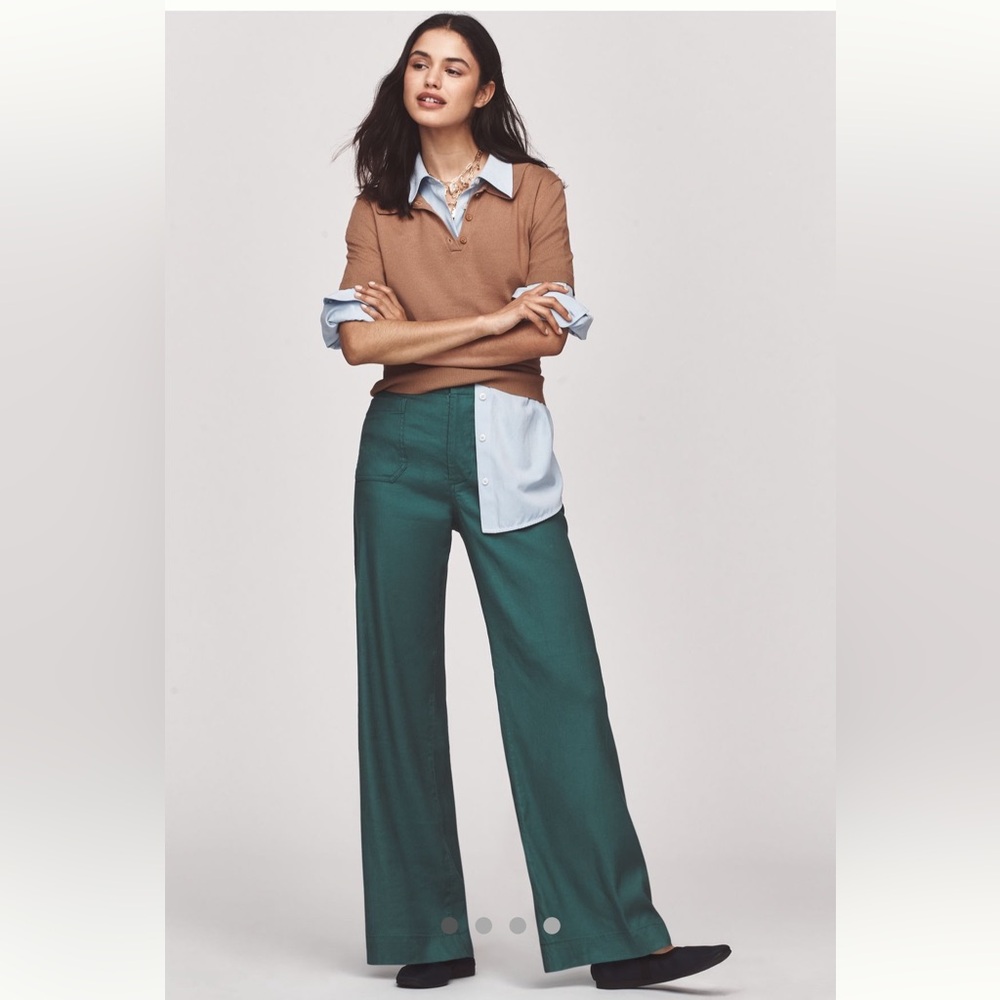 NWT The Colette Linen Full-Length
Wide-Leg Pants by Maeve